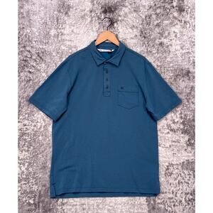 Travis Mathew Polo Shirt Large Mens Blue Short Sleeve Golf